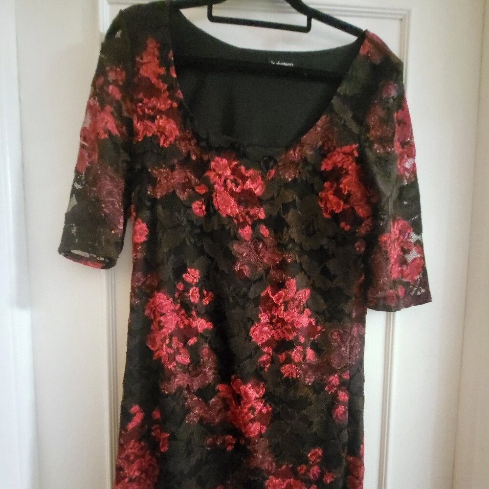 Le Château Red Floral Lace Sheath Dress - Size Large